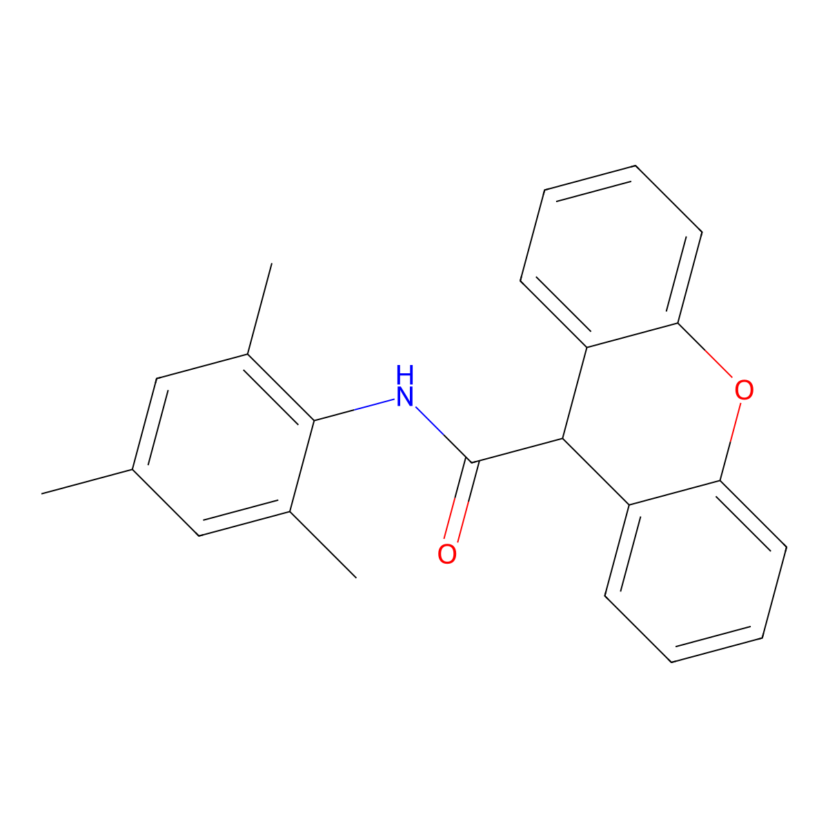 N-mesityl-9H-xanthene-9-carboxamide molecular structure, CAS 349145-68-2