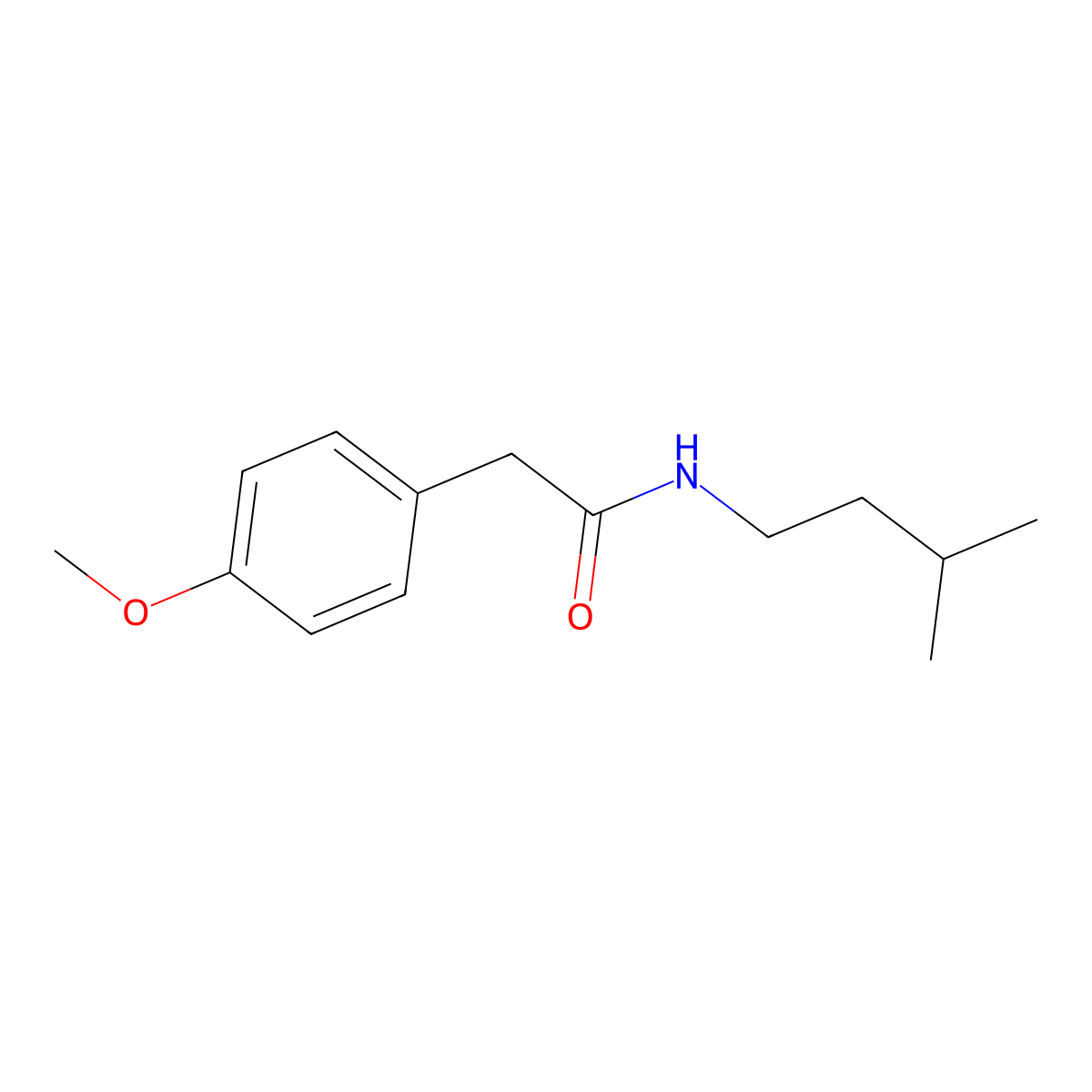 2-(4-methoxyphenyl)-N-(3-methylbutyl)acetamide molecular structure, CAS 349145-75-1