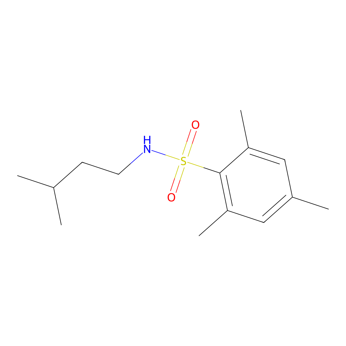 2,4,6-trimethyl-N-(3-methylbutyl)benzenesulfonamide molecular structure, CAS 349145-80-8