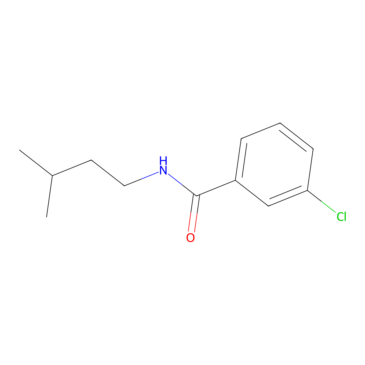 3-chloro-N-(3-methylbutyl)benzamide molecular structure, CAS 349145-82-0