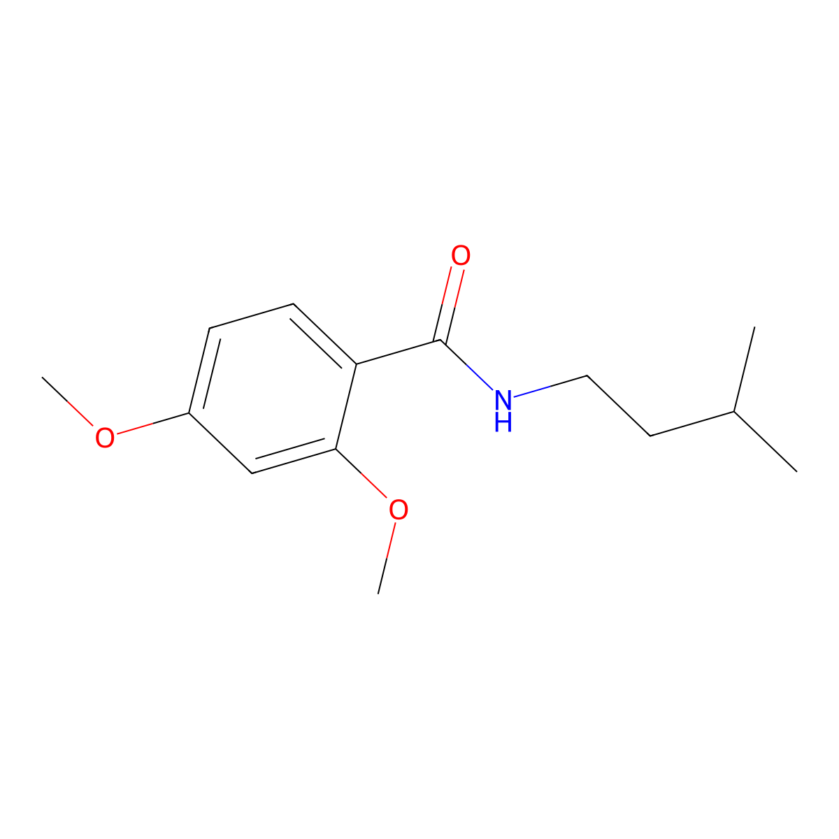 2,4-dimethoxy-N-(3-methylbutyl)benzamide molecular structure, CAS 349145-85-3