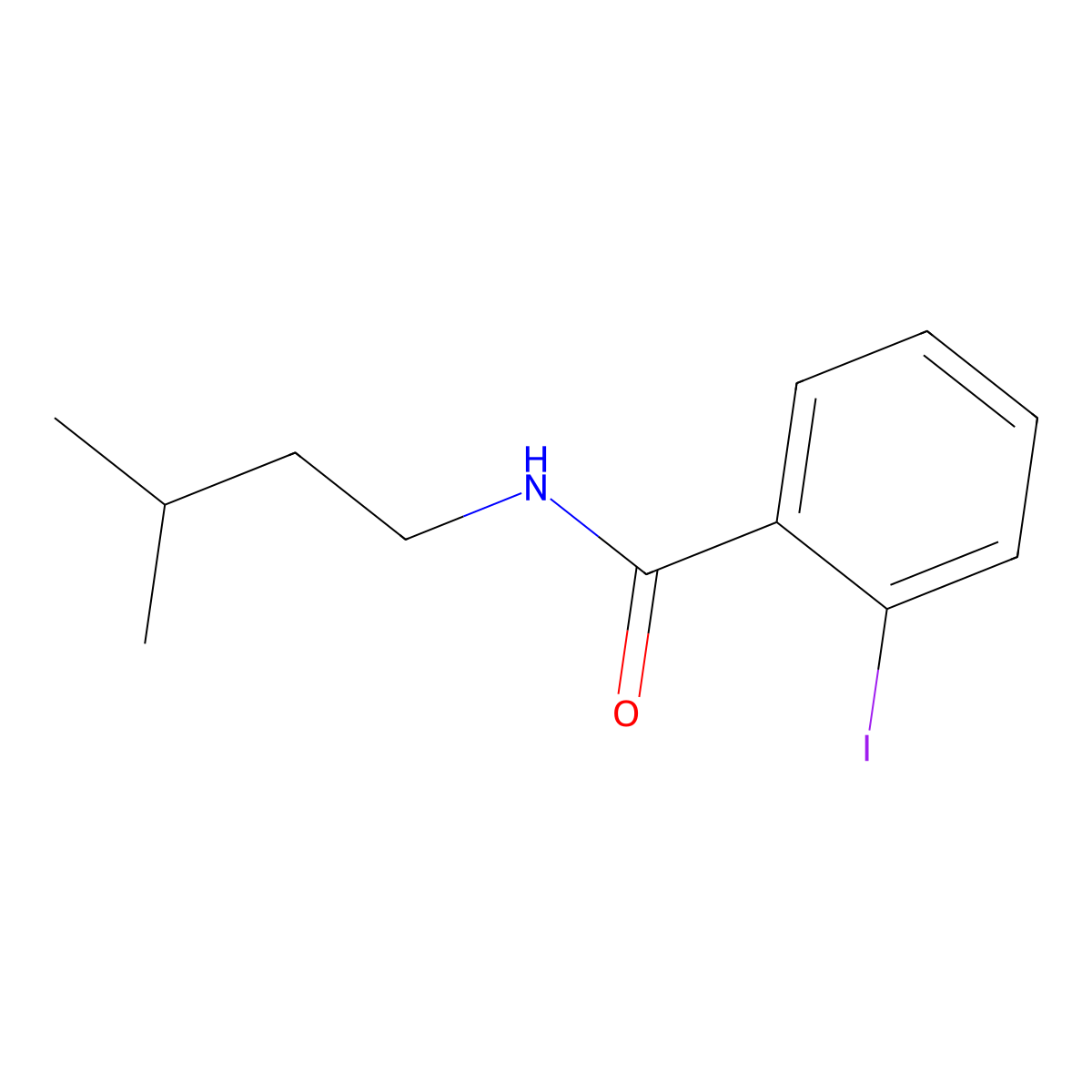 2-iodo-N-(3-methylbutyl)benzamide molecular structure, CAS 349145-88-6