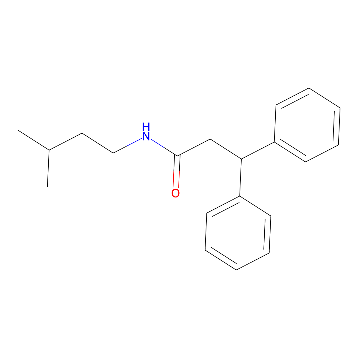 N-(3-methylbutyl)-3,3-diphenylpropanamide molecular structure, CAS 349146-02-7
