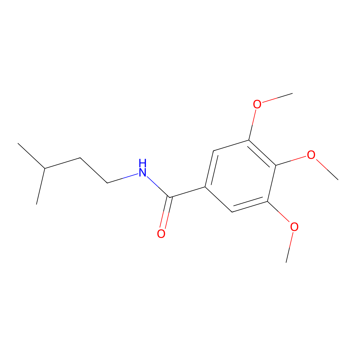3,4,5-trimethoxy-N-(3-methylbutyl)benzamide molecular structure, CAS 349146-09-4