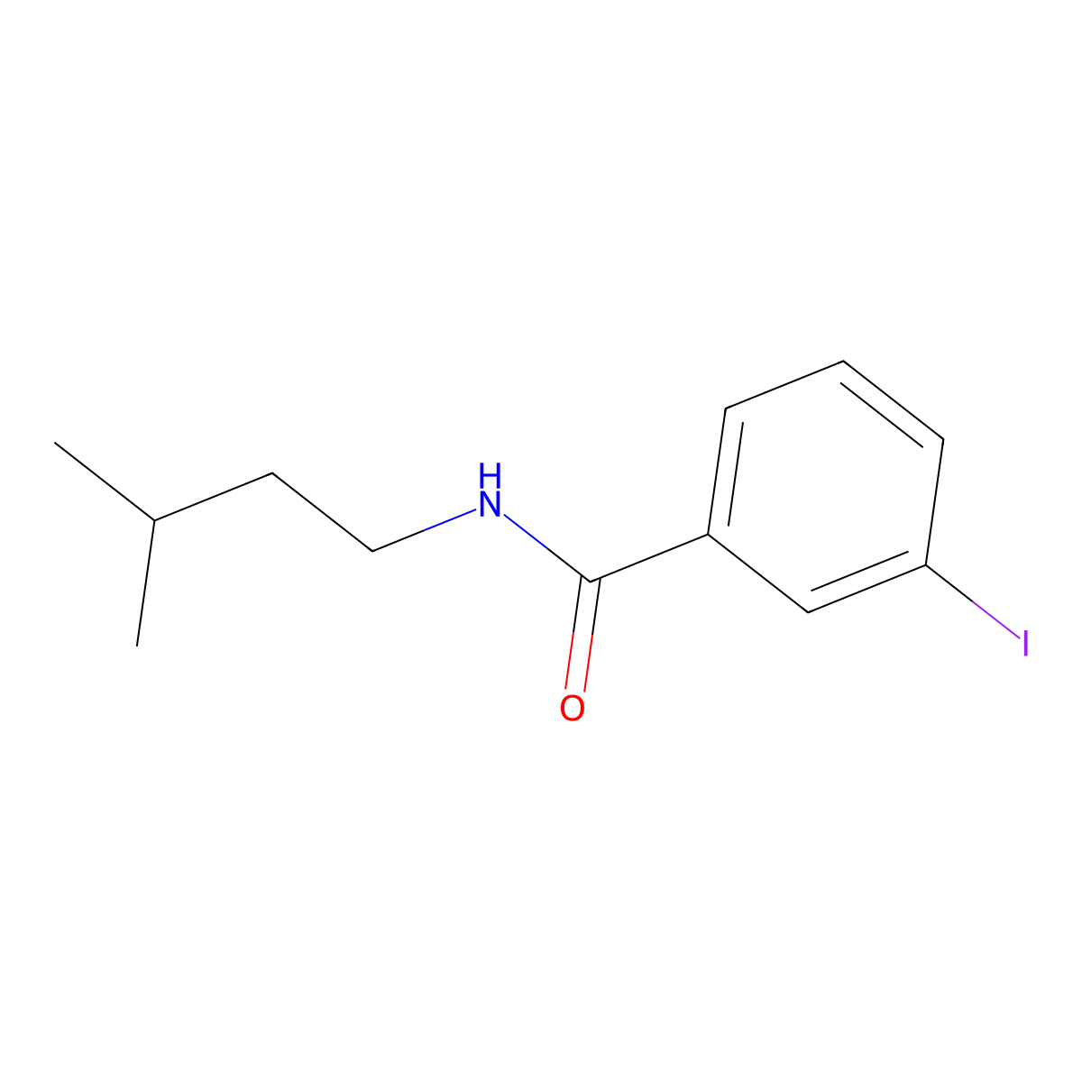 3-iodo-N-(3-methylbutyl)benzamide molecular structure, CAS 349146-11-8