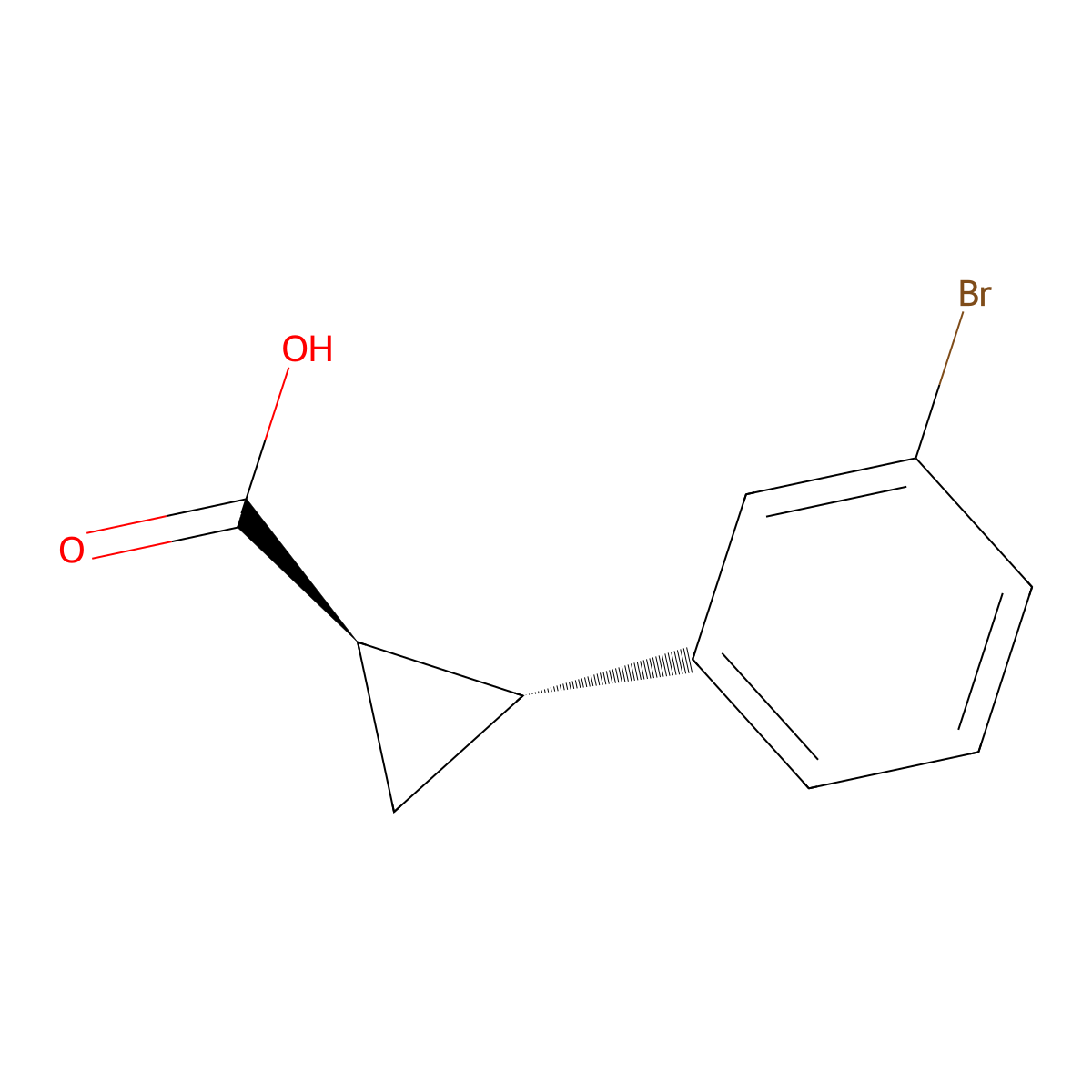 rac-(1R,2R)-2-(3-bromophenyl)cyclopropane-1-carboxylic acid molecular structure, CAS 34919-34-1