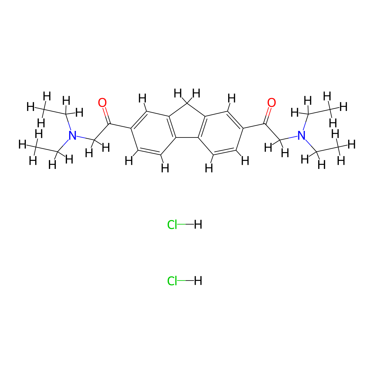 1,1'-(9H-Fluorene-2,7-diyl)bis(2-(diethylamino)ethan-1-one) dihydrochloride molecular structure, CAS 34924-20-4