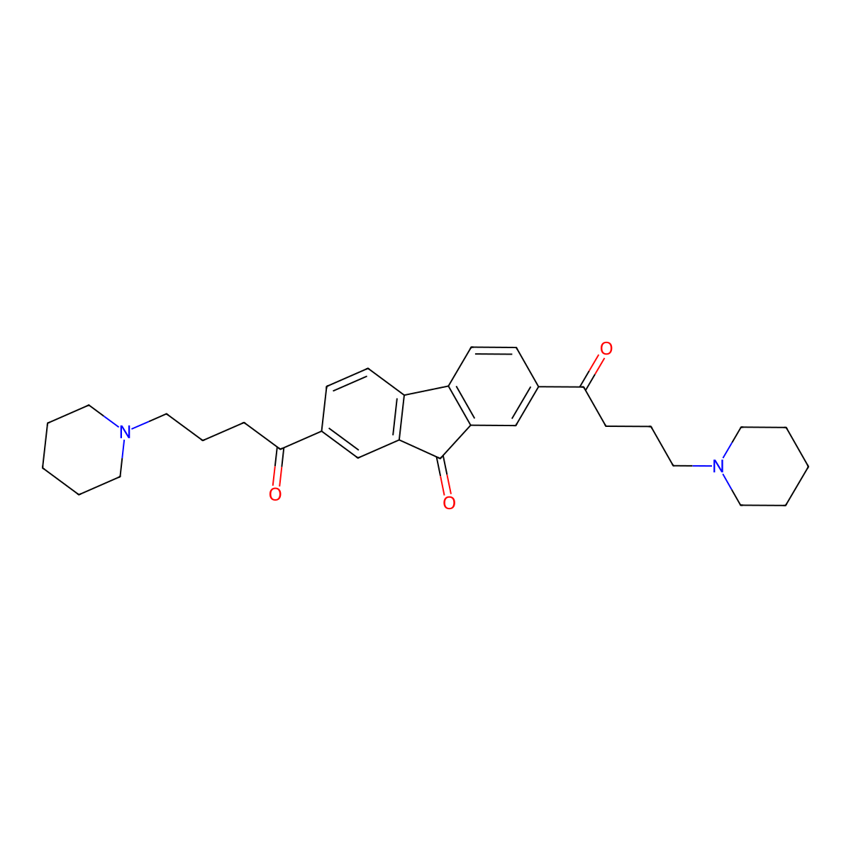 2,7-Bis(1-oxo-4-(1-piperidyl)butyl)-9H-fluoren-9-one molecular structure, CAS 34924-25-9