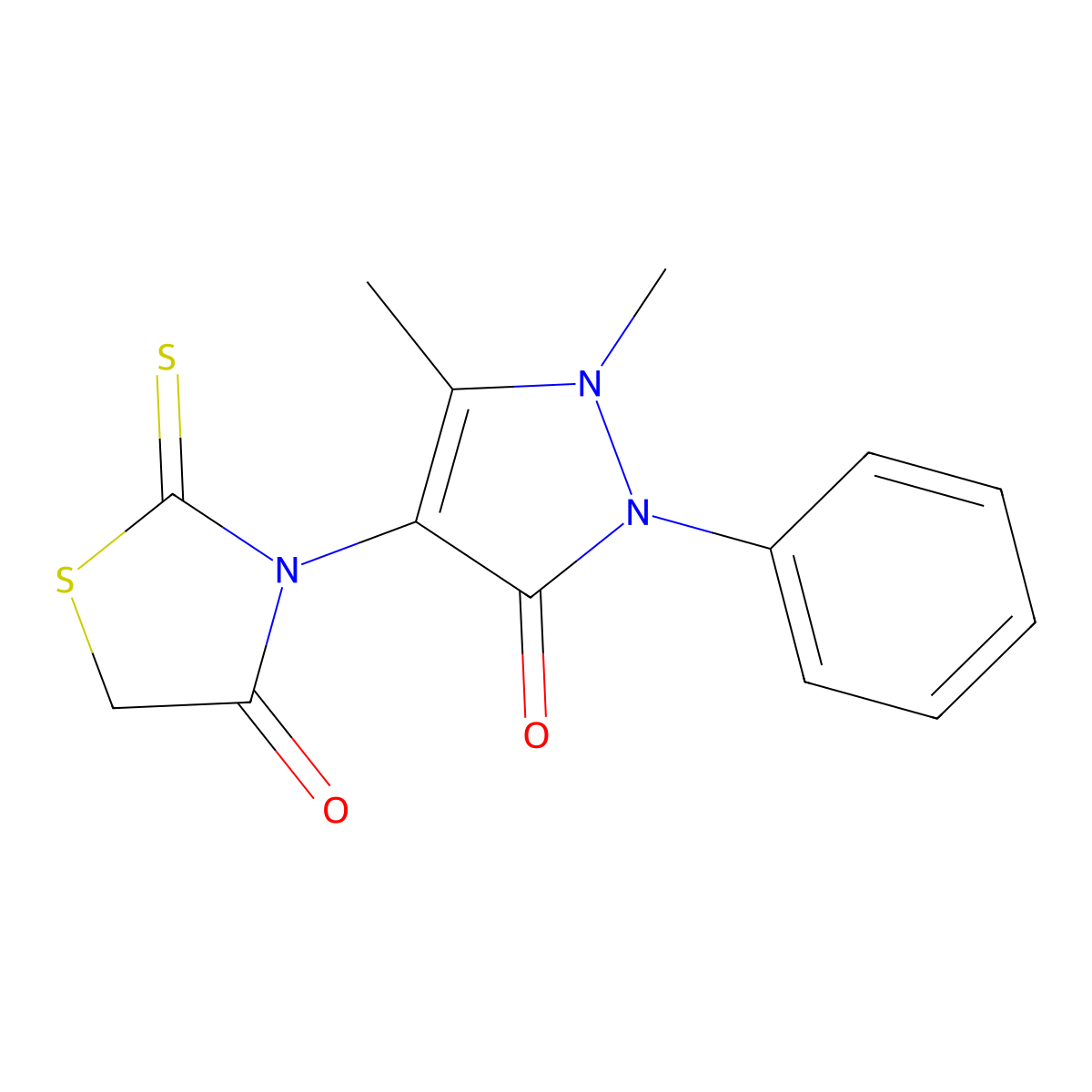 3-(1,5-dimethyl-3-oxo-2-phenyl-2,3-dihydro-1H-pyrazol-4-yl)-2-thioxo-1,3-thiazolidin-4-one molecular structure, CAS 34931-00-5