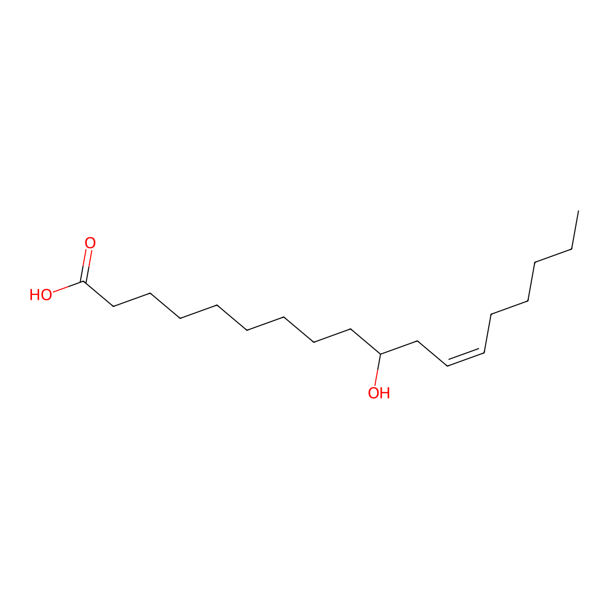 10-Hydroxy-cis-12-octadecenoic acid molecular structure, CAS 34932-12-2