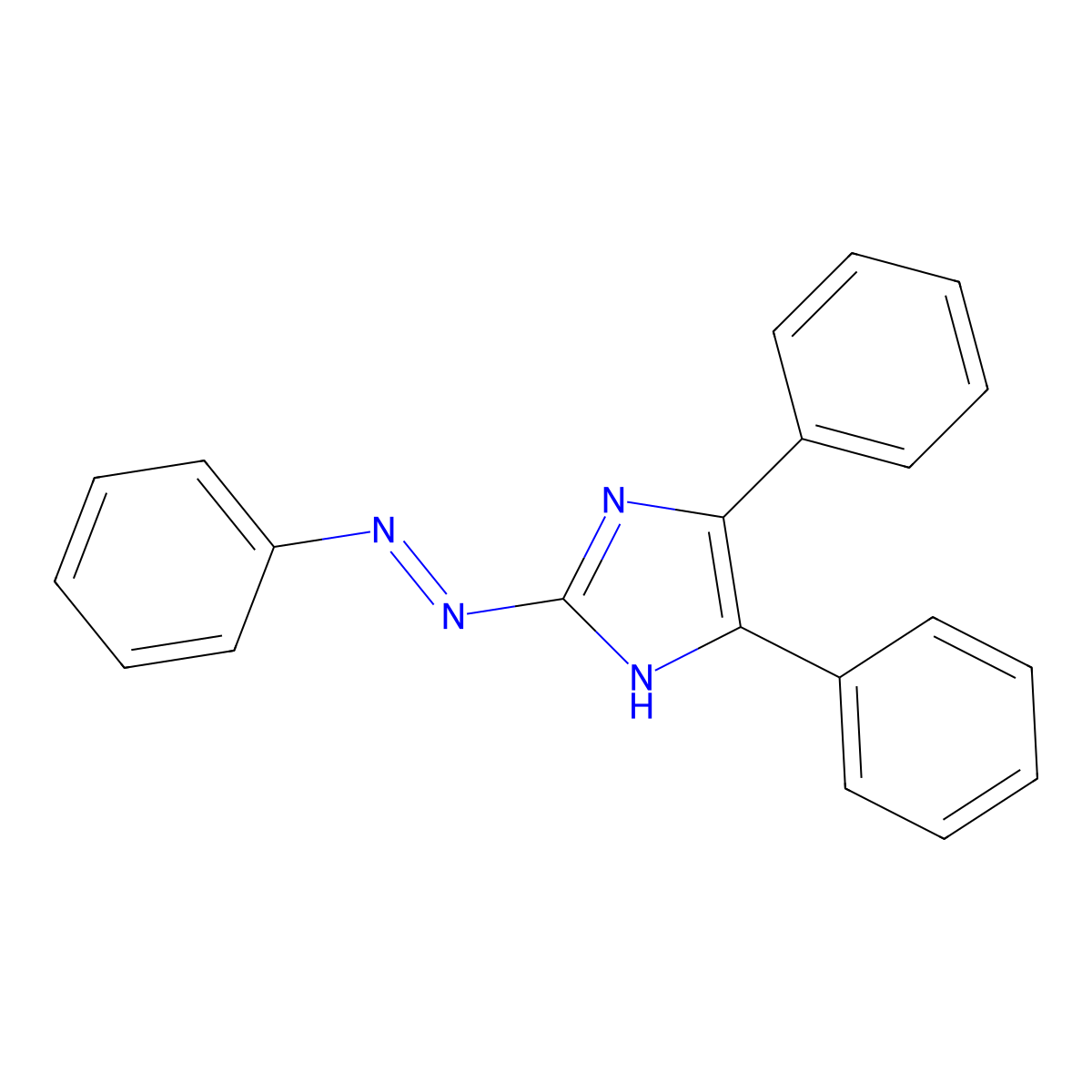 1H-Imidazole, 4,5-diphenyl-2-(phenylazo)- molecular structure, CAS 34938-51-7
