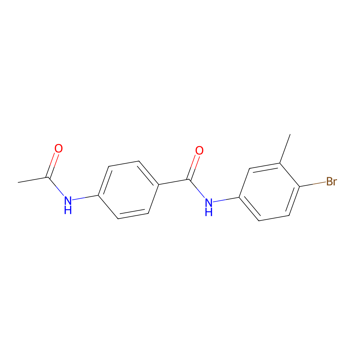 4-acetamido-N-(4-bromo-3-methylphenyl)benzamide molecular structure, CAS 349394-97-4