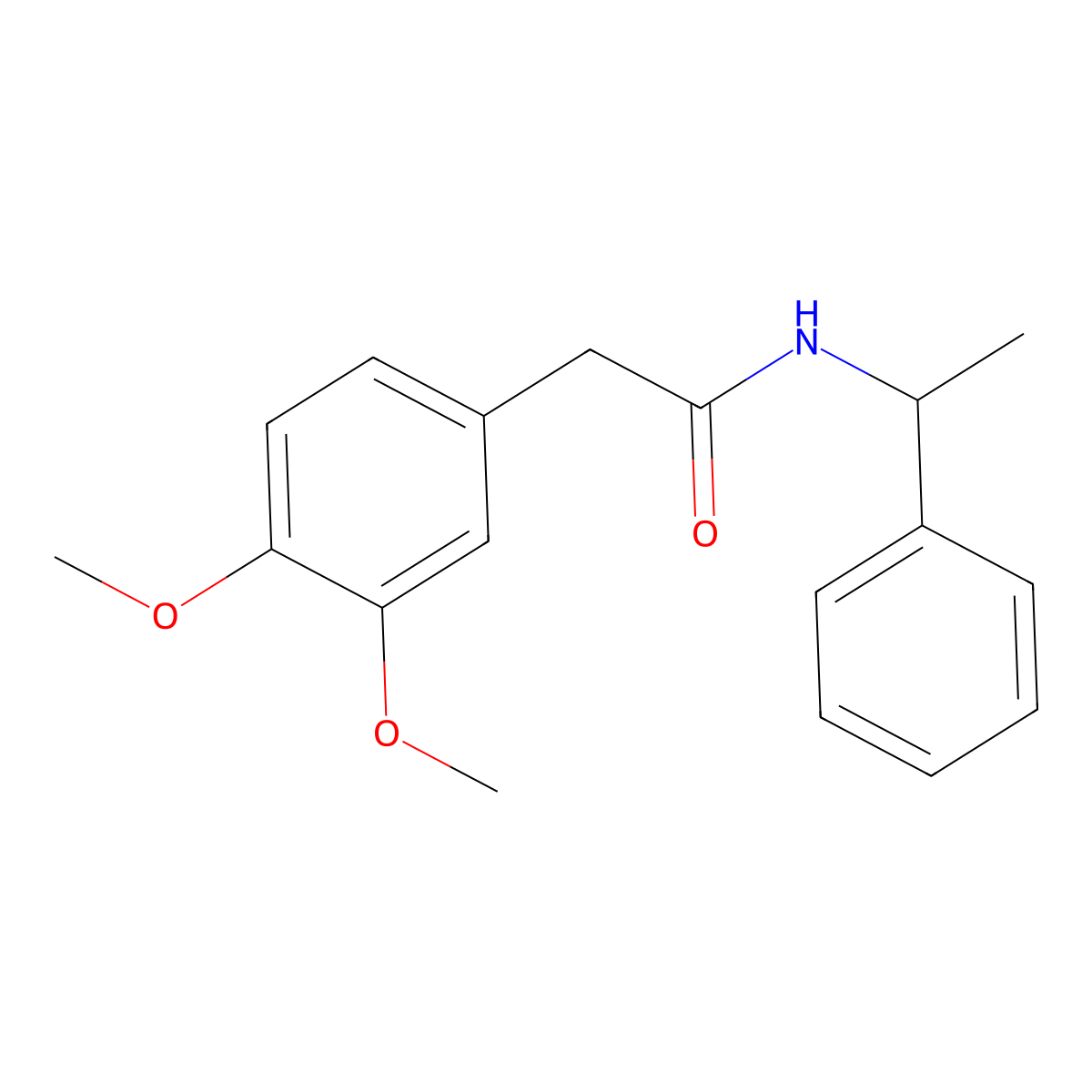 2-(3,4-dimethoxyphenyl)-N-(1-phenylethyl)acetamide molecular structure, CAS 349395-67-1
