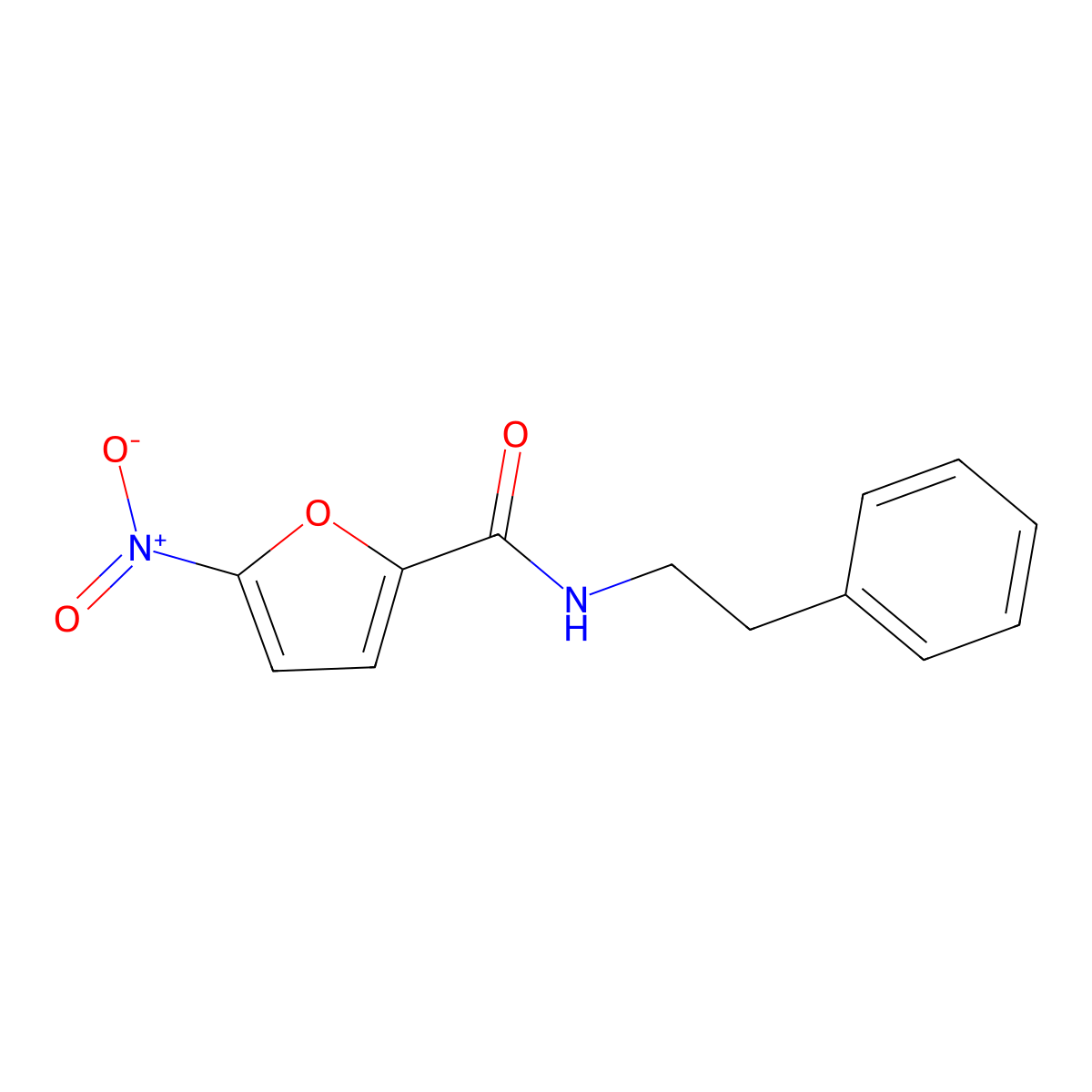 5-nitro-N-(2-phenylethyl)furan-2-carboxamide molecular structure, CAS 349395-98-8