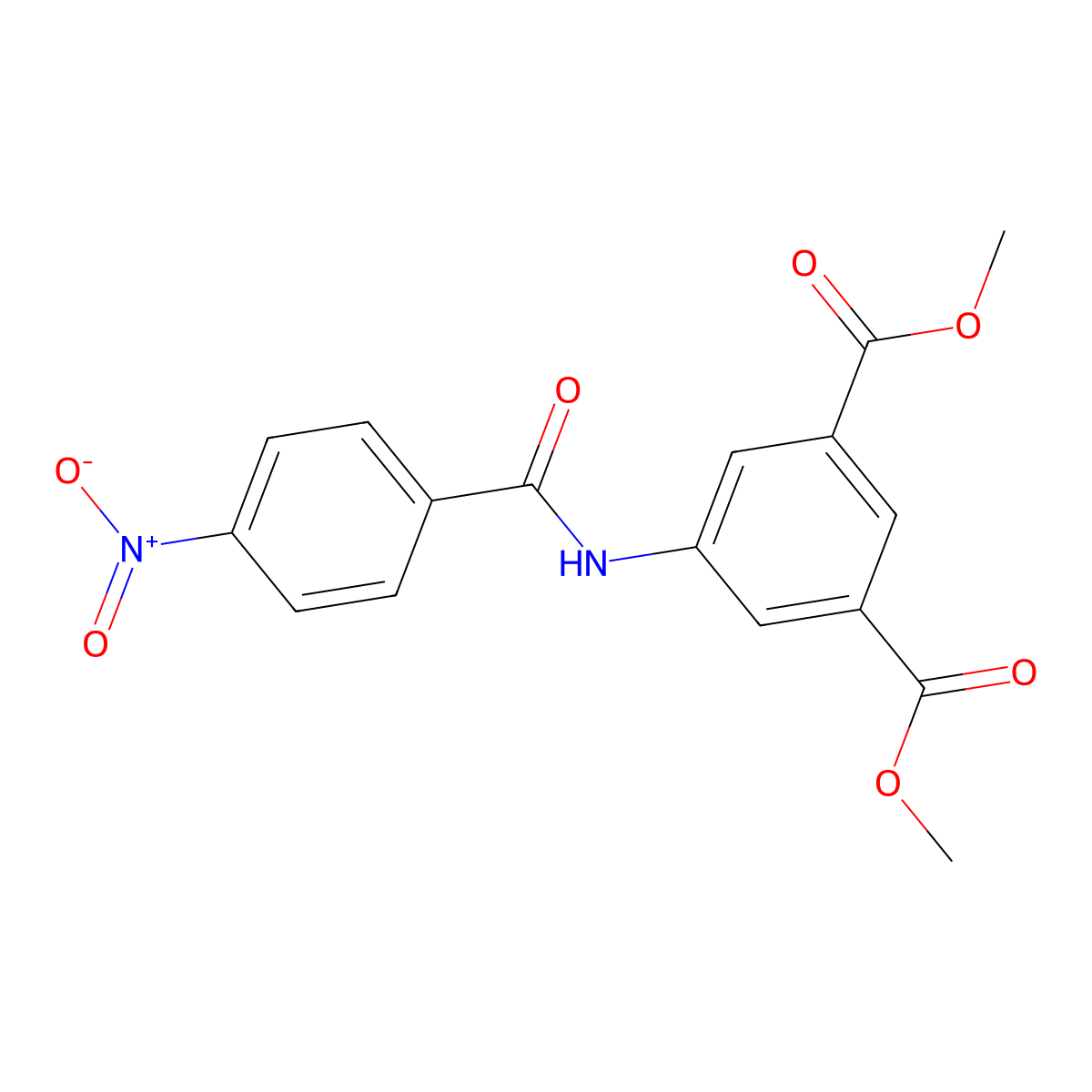 Dimethyl 5-((4-nitrobenzoyl)amino)isophthalate molecular structure, CAS 349396-06-1