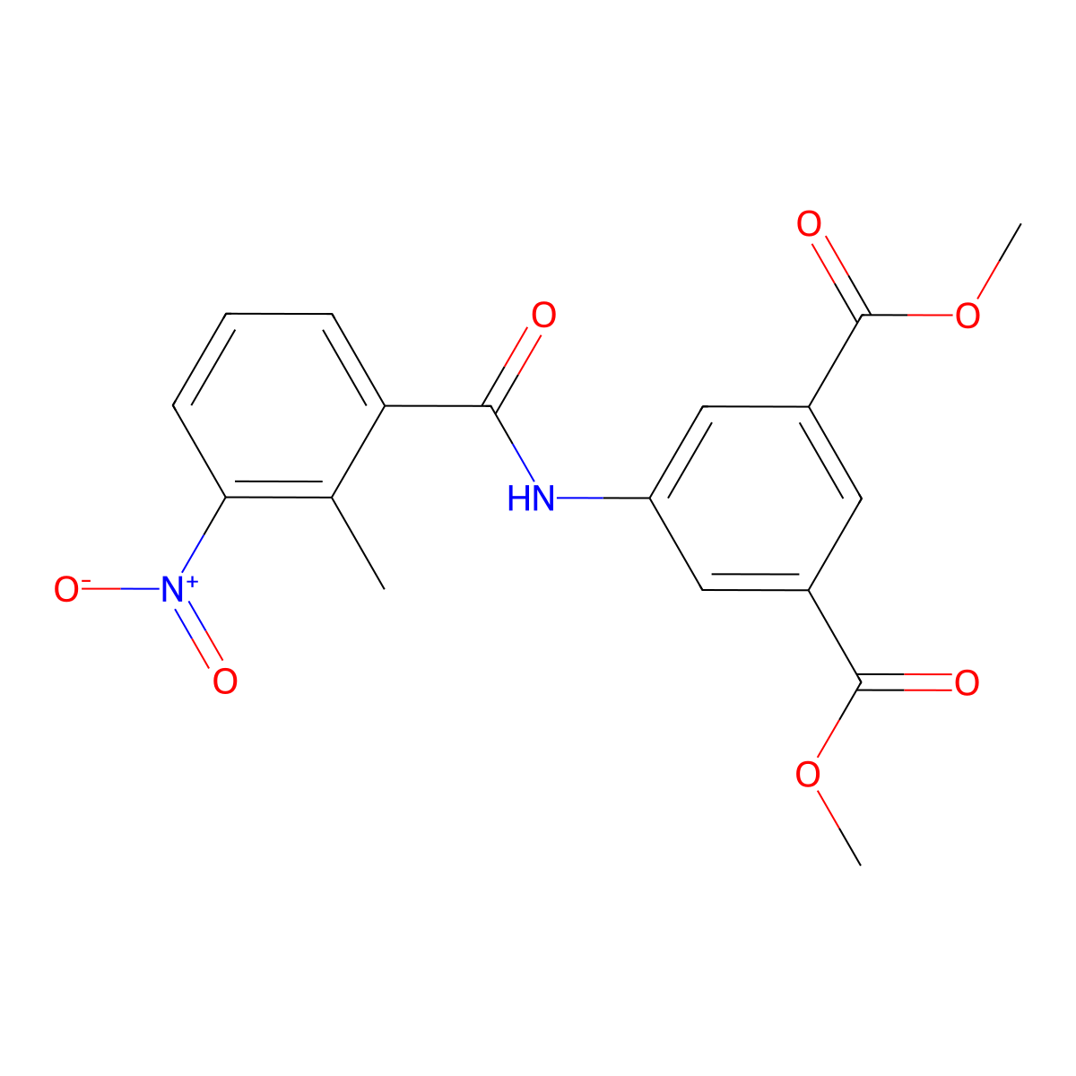 Dimethyl 5-((2-methyl-3-nitrobenzoyl)amino)isophthalate molecular structure, CAS 349396-28-7