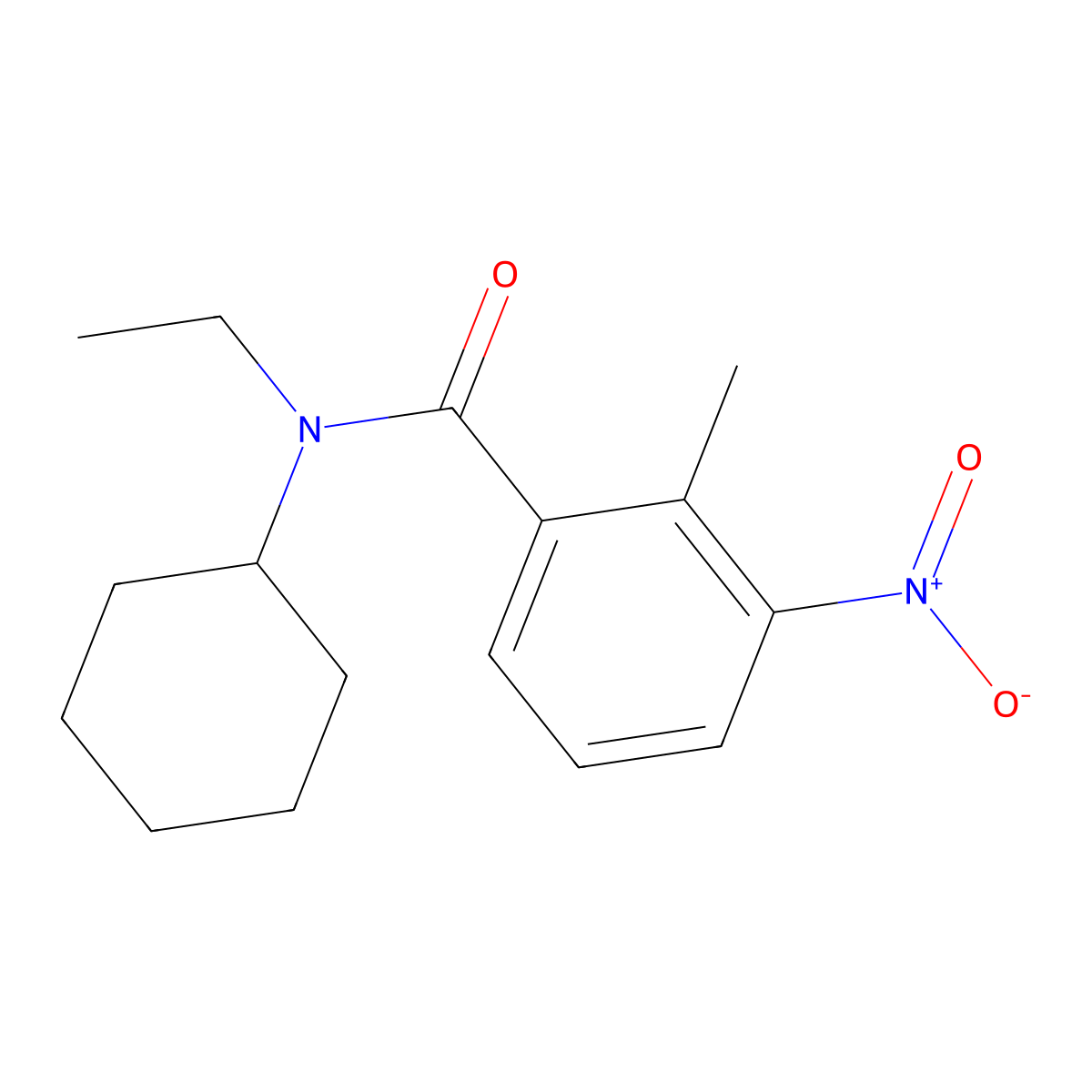 N-cyclohexyl-N-ethyl-2-methyl-3-nitrobenzamide molecular structure, CAS 349396-31-2