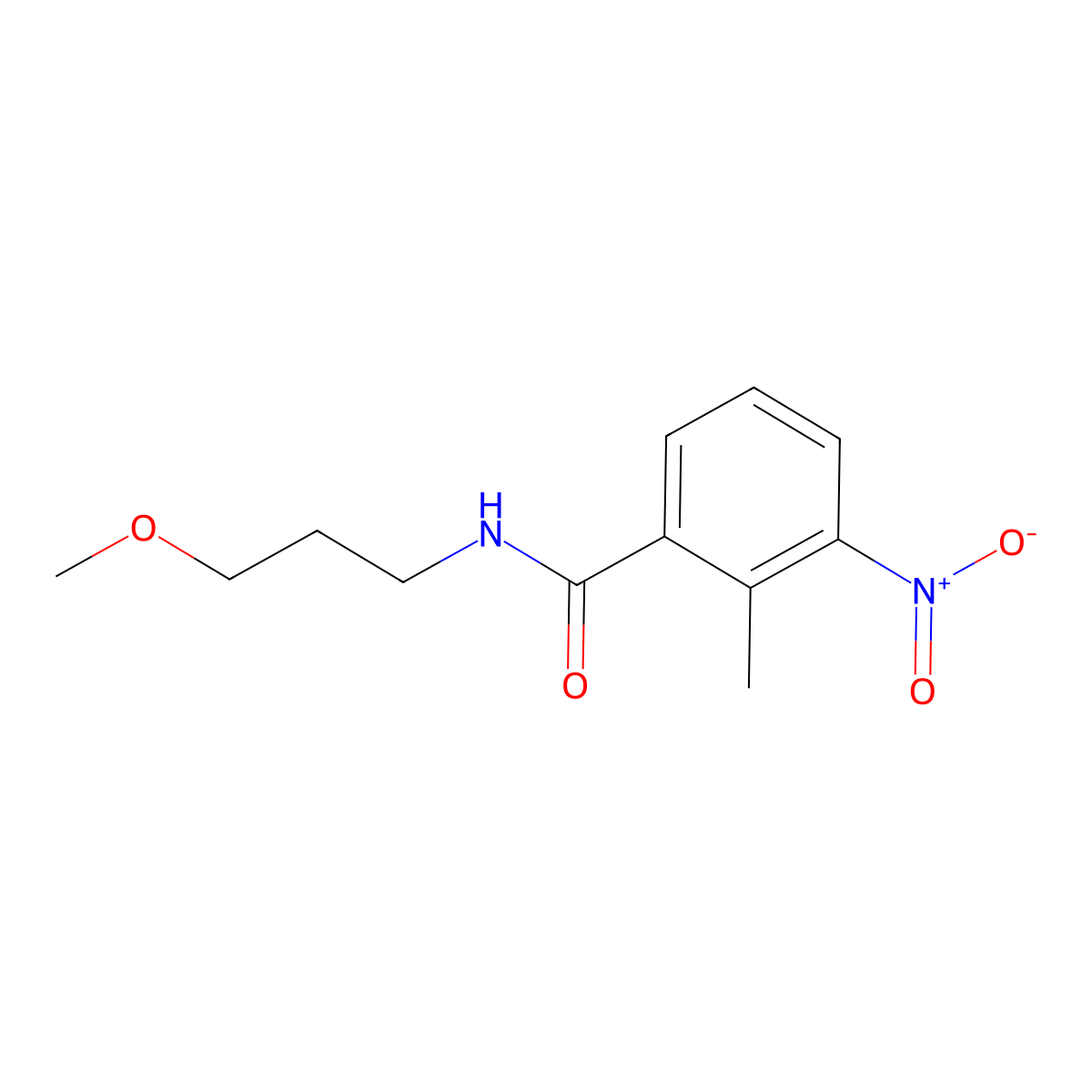 N-(3-methoxypropyl)-2-methyl-3-nitrobenzamide molecular structure, CAS 349396-32-3