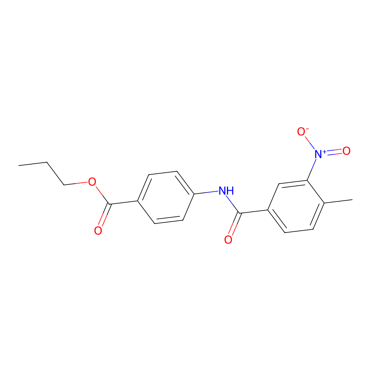 Propyl 4-[(4-methyl-3-nitrobenzoyl)amino]benzoate molecular structure, CAS 349396-41-4