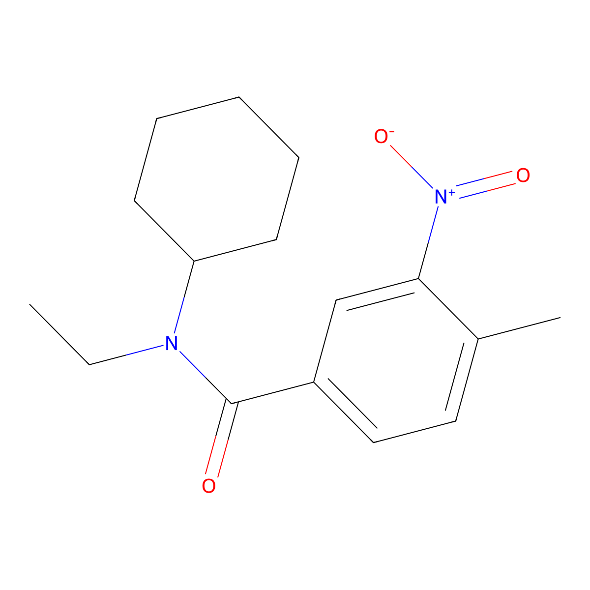 N-cyclohexyl-N-ethyl-4-methyl-3-nitrobenzamide molecular structure, CAS 349396-43-6