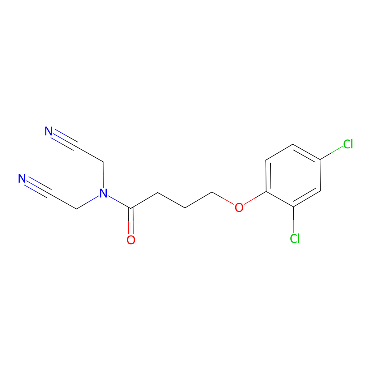 N,N-bis(cyanomethyl)-4-(2,4-dichlorophenoxy)butanamide molecular structure, CAS 349396-57-2