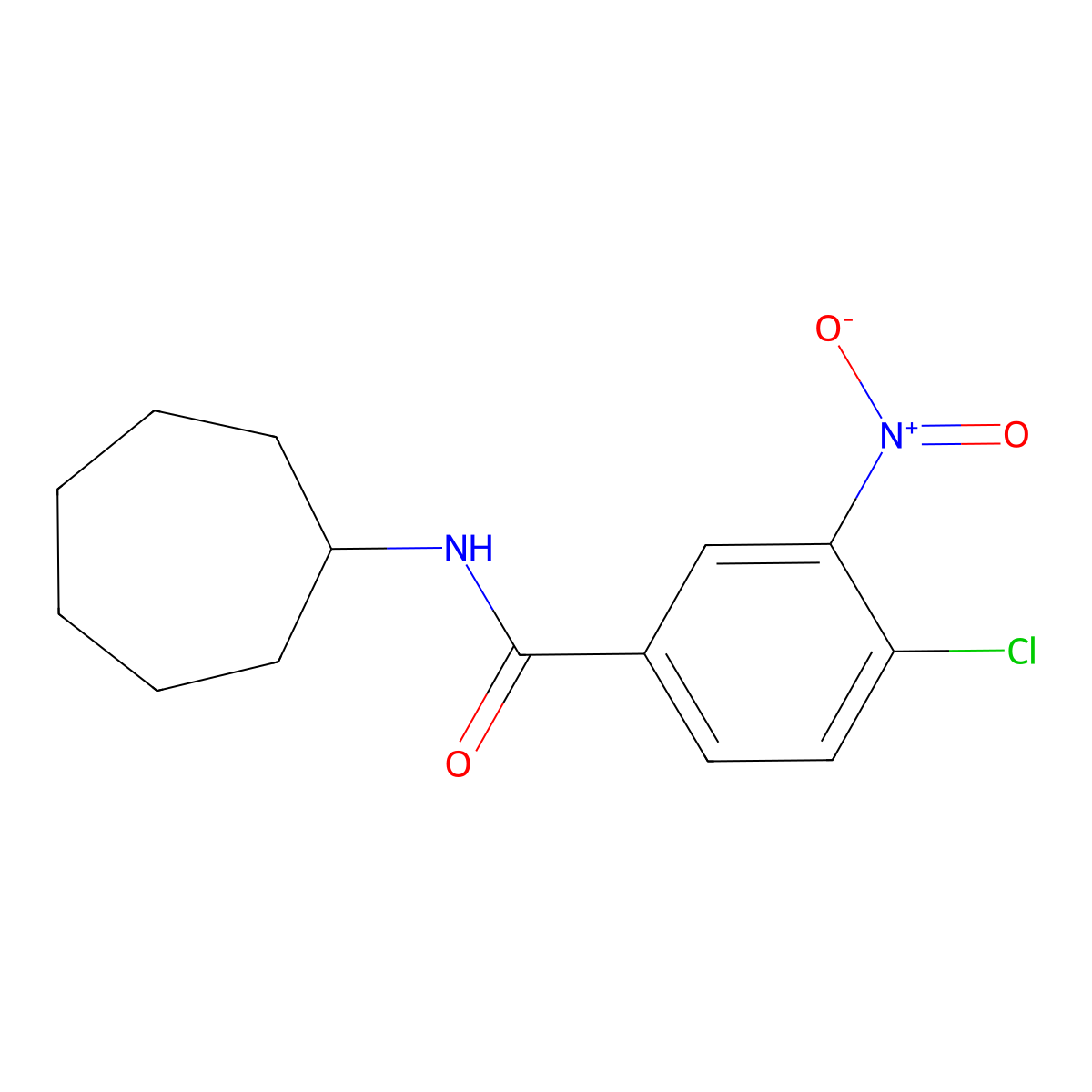 4-chloro-N-cycloheptyl-3-nitrobenzamide molecular structure, CAS 349396-65-2