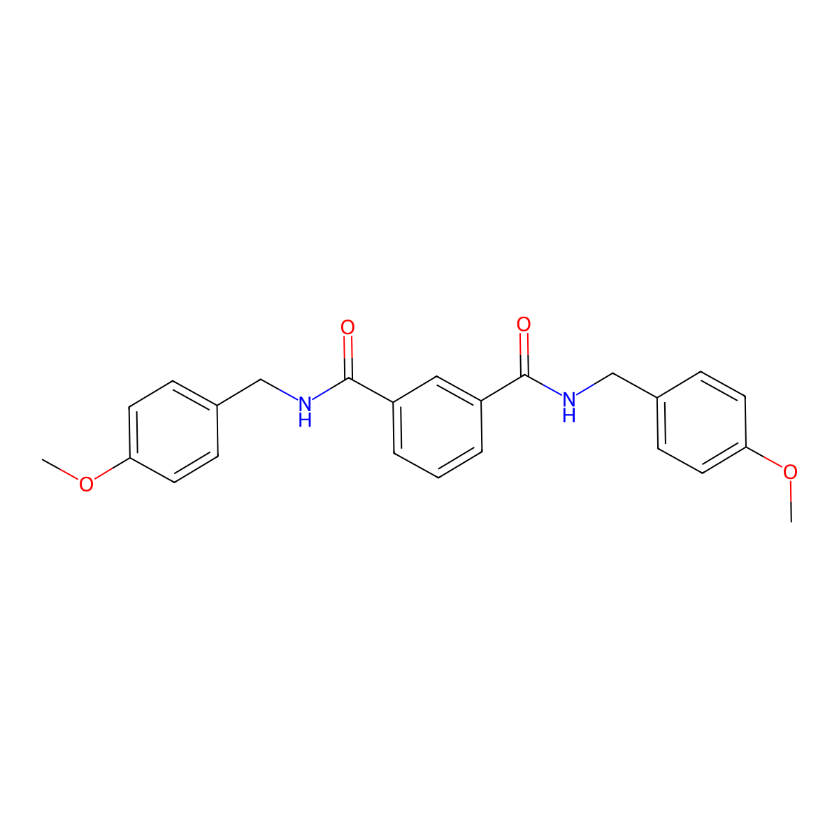 1-N,3-N-bis[(4-methoxyphenyl)methyl]benzene-1,3-dicarboxamide molecular structure, CAS 349396-68-5