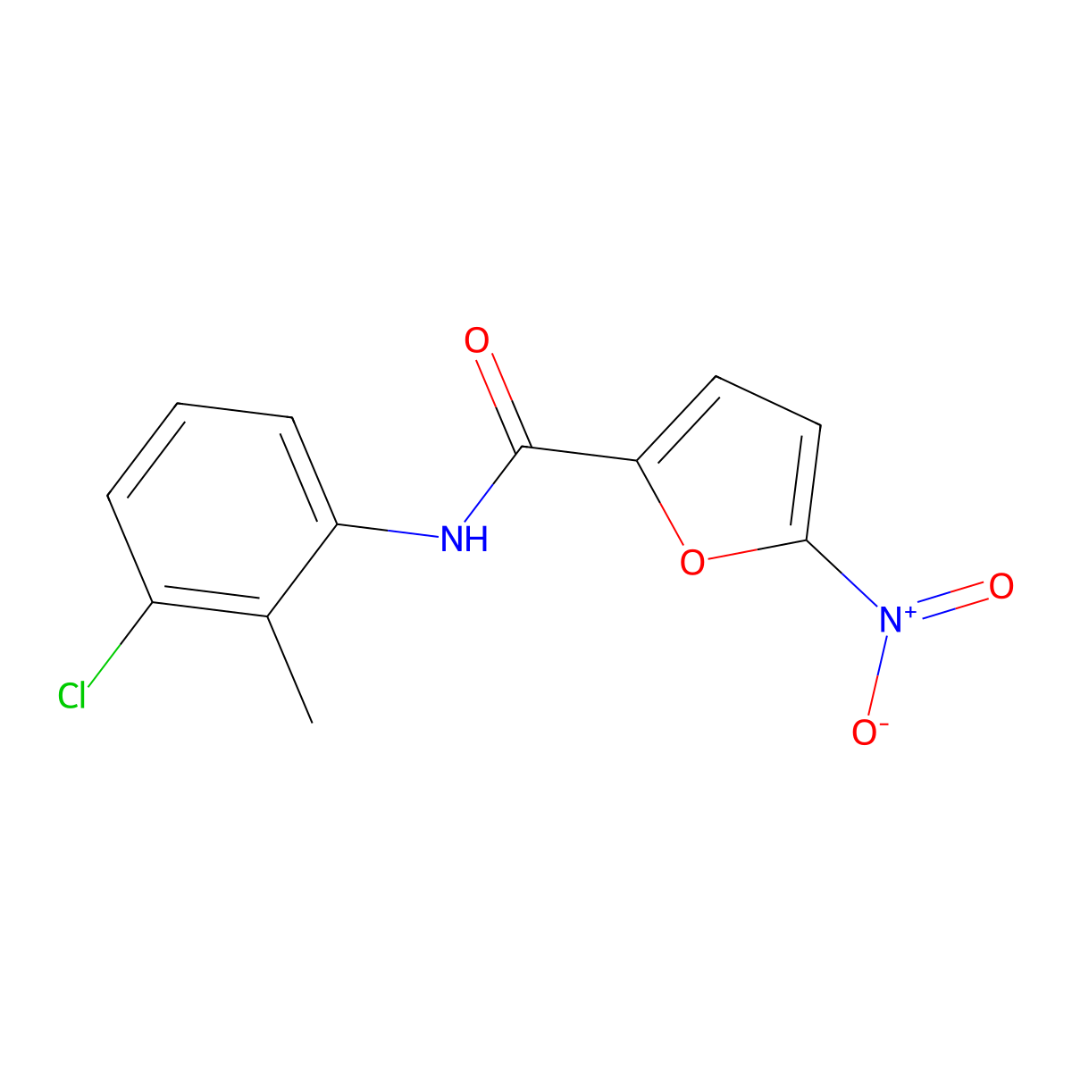 N-(3-chloro-2-methylphenyl)-5-nitrofuran-2-carboxamide molecular structure, CAS 349396-77-6