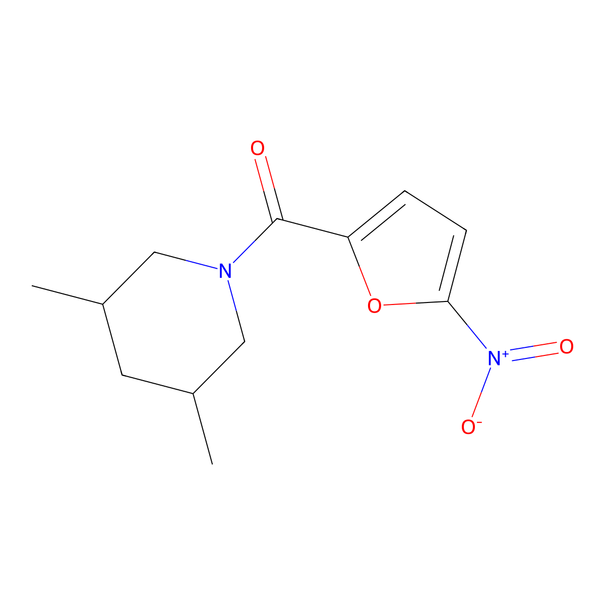 1-{5-Nitro-2-furoyl}-3,5-dimethylpiperidine molecular structure, CAS 349396-90-3