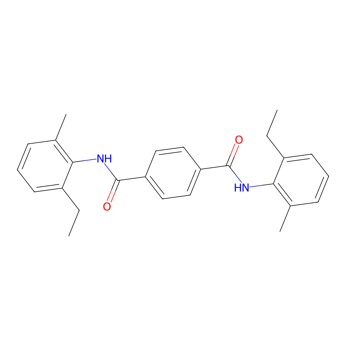 1-N,4-N-bis(2-ethyl-6-methylphenyl)benzene-1,4-dicarboxamide molecular structure, CAS 349396-92-5