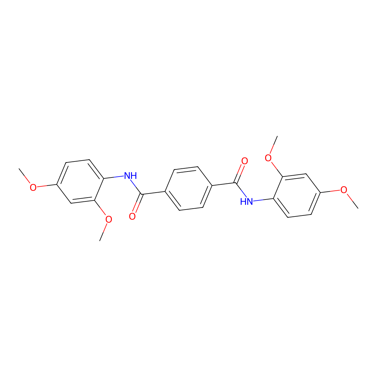 1-N,4-N-bis(2,4-dimethoxyphenyl)benzene-1,4-dicarboxamide molecular structure, CAS 349396-94-7