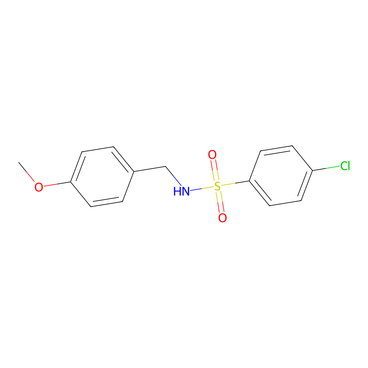 4-chloro-N-[(4-methoxyphenyl)methyl]benzene-1-sulfonamide molecular structure, CAS 349397-05-3