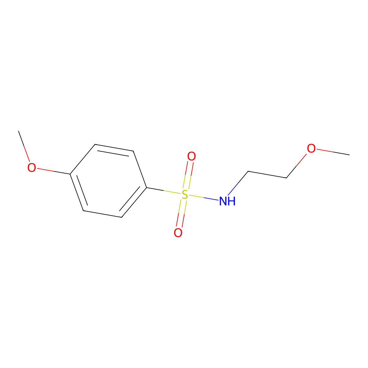 4-methoxy-N-(2-methoxyethyl)benzenesulfonamide molecular structure, CAS 349397-27-9
