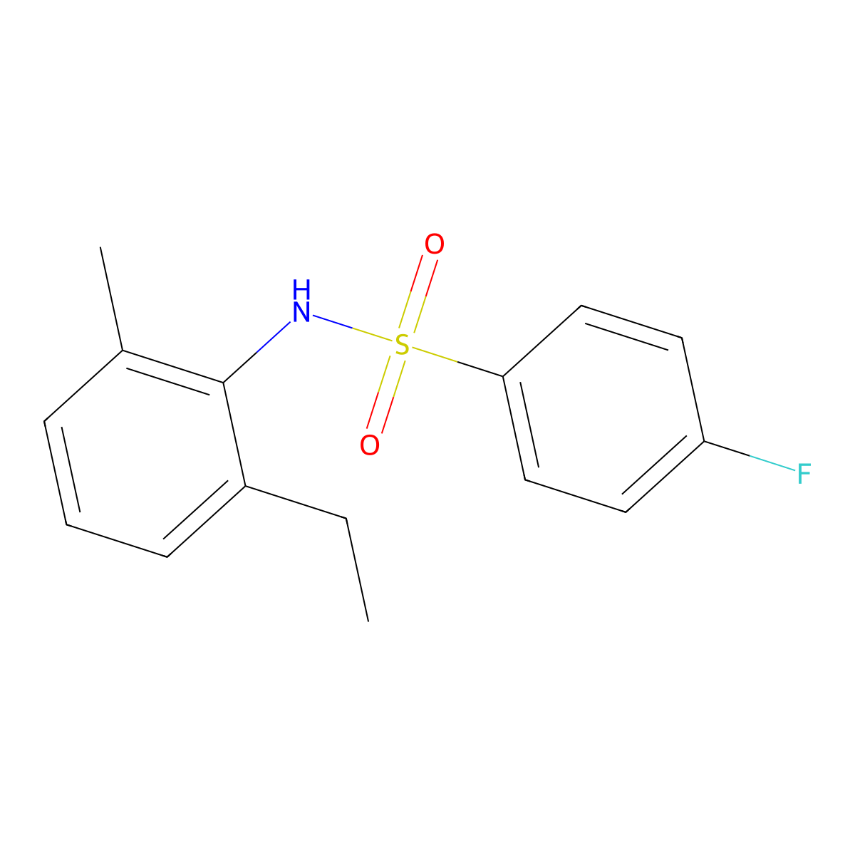 N-(2-ethyl-6-methylphenyl)-4-fluorobenzenesulfonamide molecular structure, CAS 349397-47-3