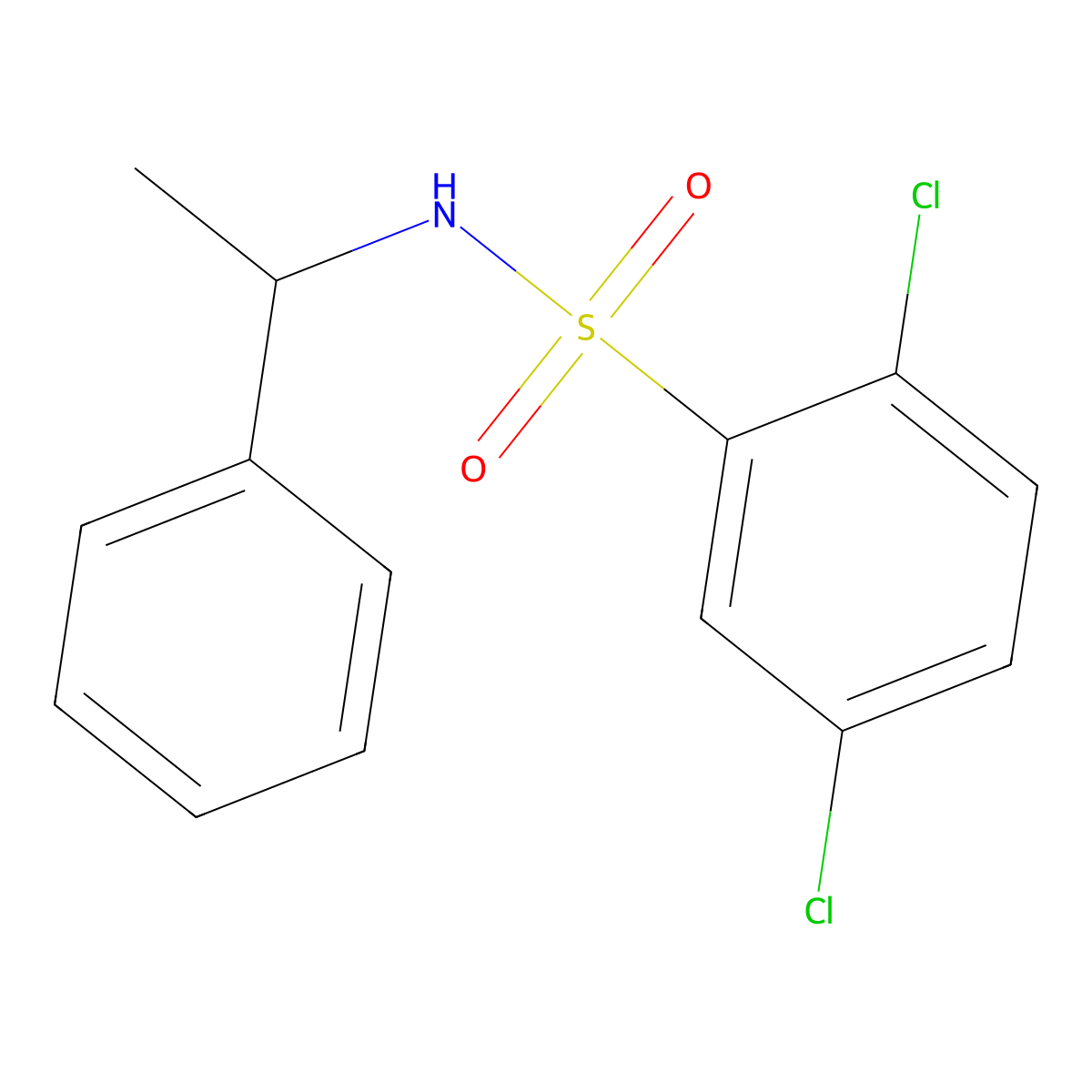 2,5-dichloro-N-(1-phenylethyl)benzenesulfonamide molecular structure, CAS 349397-55-3
