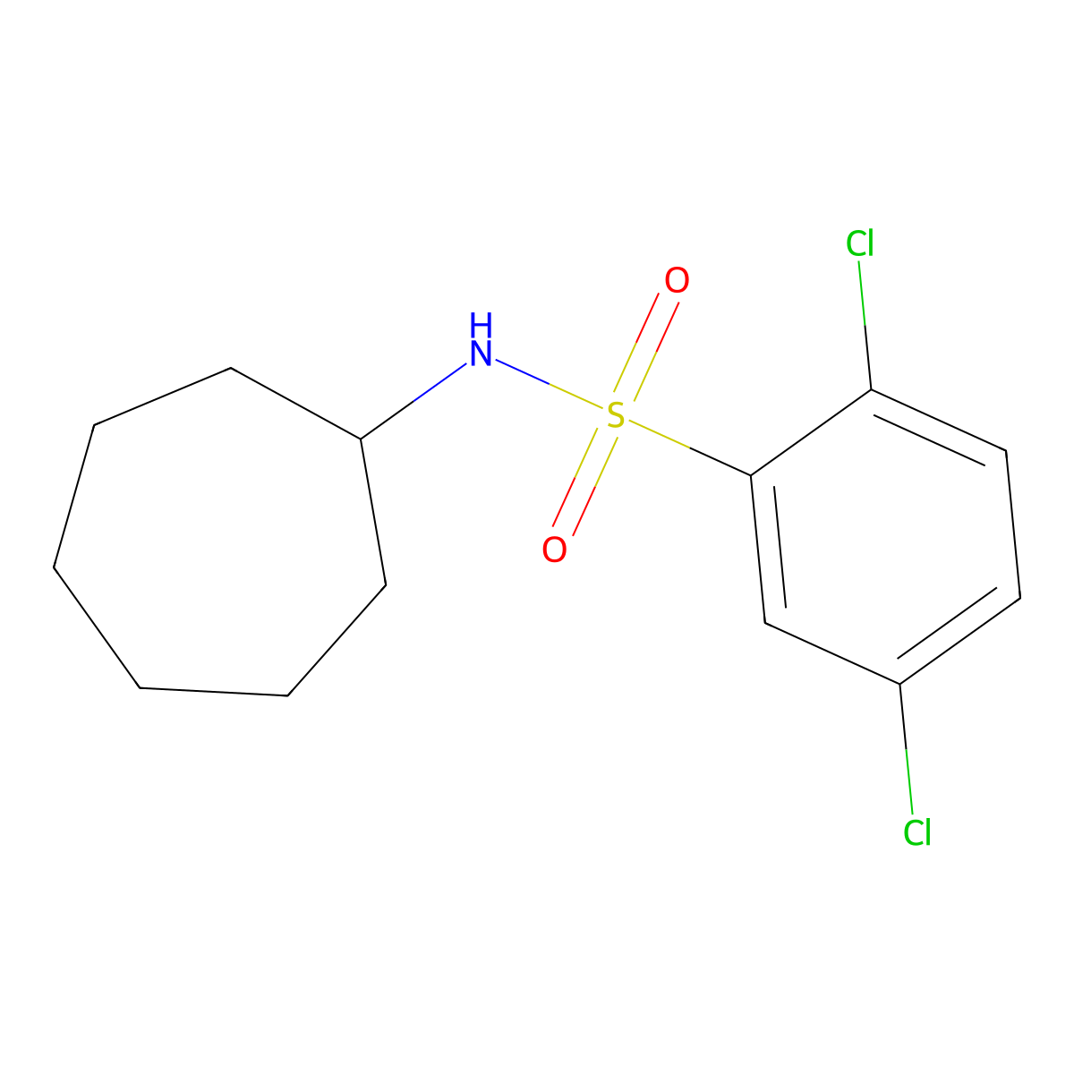 2,5-dichloro-N-cycloheptylbenzenesulfonamide molecular structure, CAS 349397-56-4
