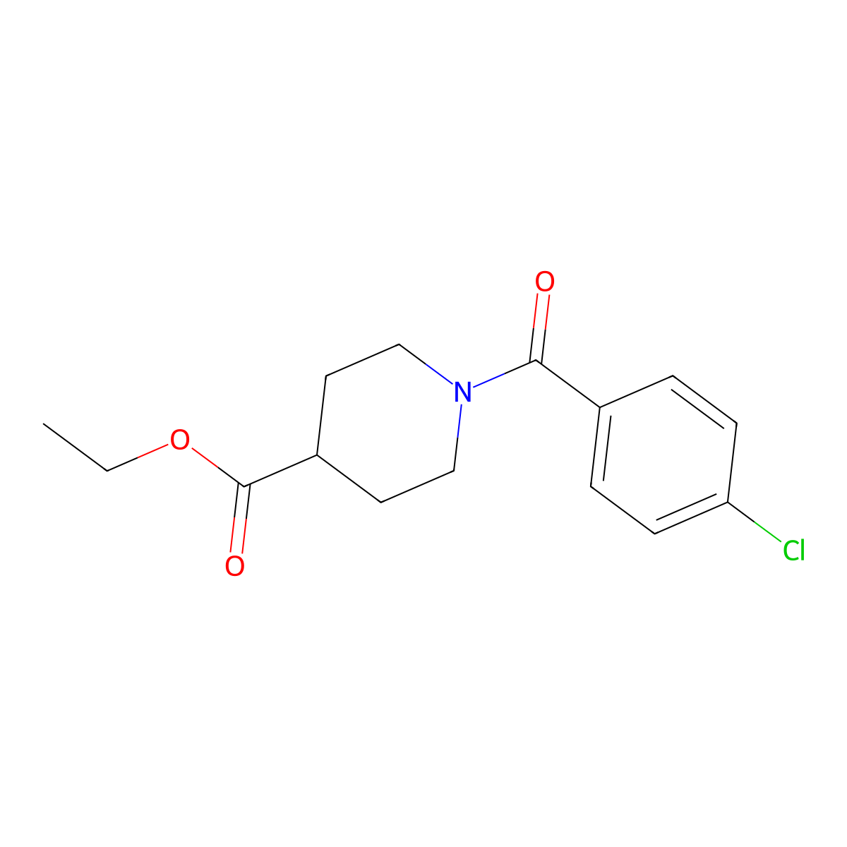 Ethyl 1-(4-chlorobenzoyl)piperidine-4-carboxylate molecular structure, CAS 349397-63-3