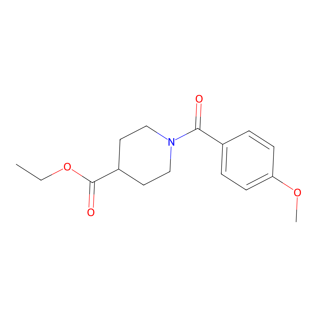 Ethyl 1-(4-methoxybenzoyl)-4-piperidinecarboxylate molecular structure, CAS 349397-64-4