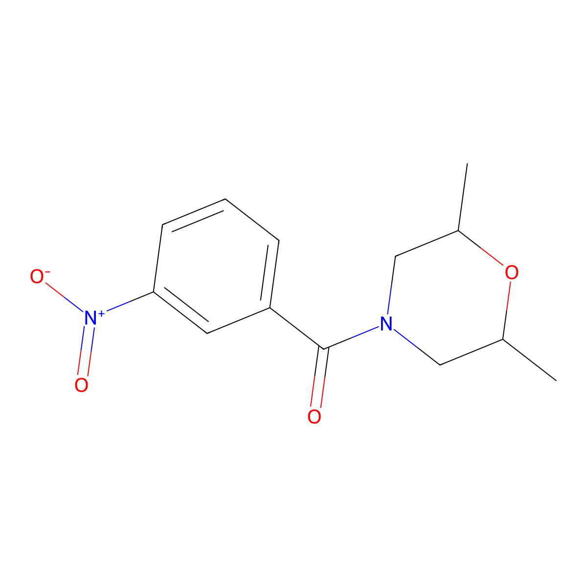 (2,6-Dimethylmorpholin-4-yl)(3-nitrophenyl)methanone molecular structure, CAS 349397-75-7