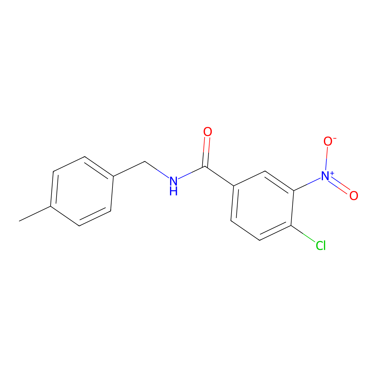 4-chloro-N-(4-methylbenzyl)-3-nitrobenzamide molecular structure, CAS 349397-94-0