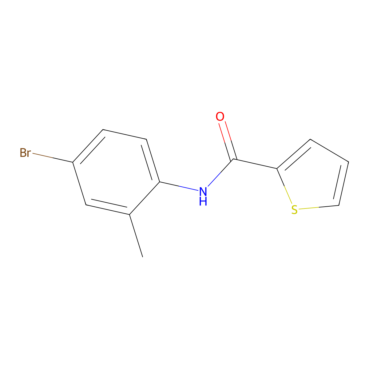 N-(4-bromo-2-methylphenyl)thiophene-2-carboxamide molecular structure, CAS 349398-00-1