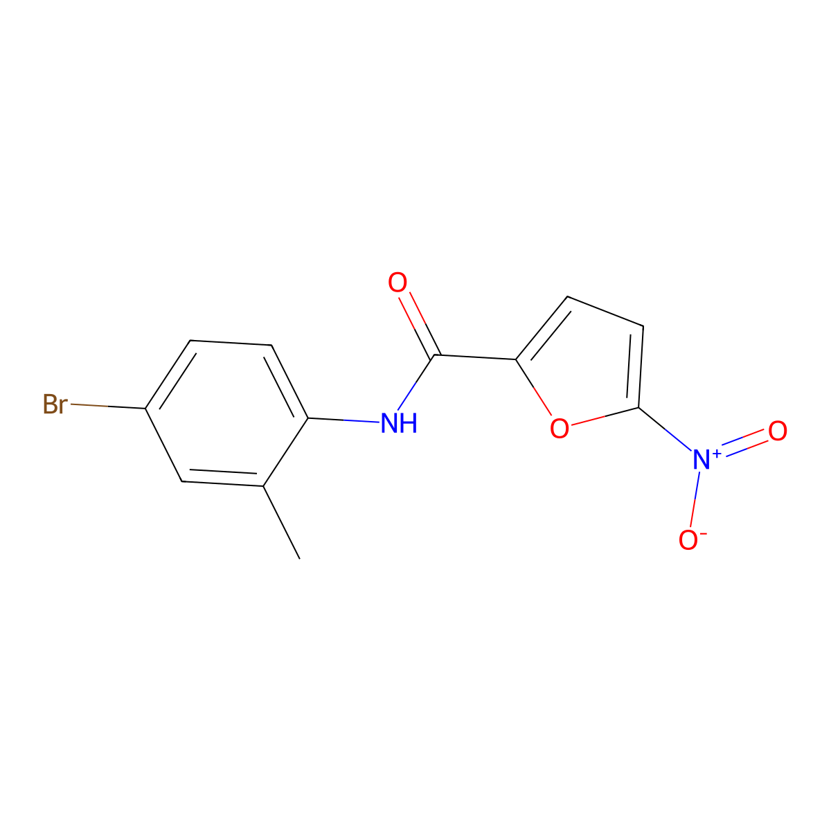 N-(4-bromo-2-methylphenyl)-5-nitrofuran-2-carboxamide molecular structure, CAS 349398-02-3
