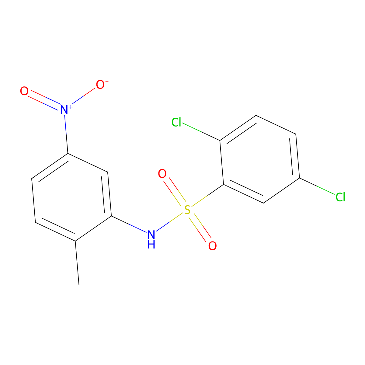 2,5-dichloro-N-(2-methyl-5-nitrophenyl)benzenesulfonamide molecular structure, CAS 349398-24-9
