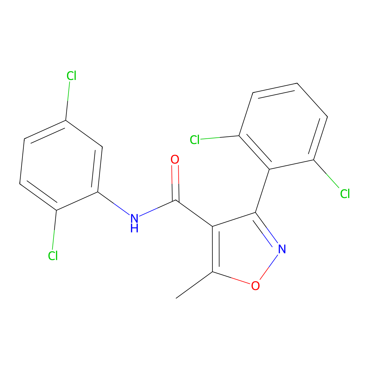 N-(2,5-dichlorophenyl)-3-(2,6-dichlorophenyl)-5-methyl-1,2-oxazole-4-carboxamide molecular structure, CAS 349398-42-1