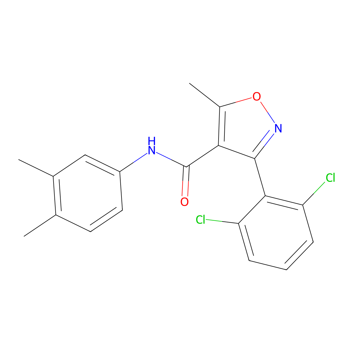3-(2,6-dichlorophenyl)-N-(3,4-dimethylphenyl)-5-methyl-1,2-oxazole-4-carboxamide molecular structure, CAS 349398-43-2