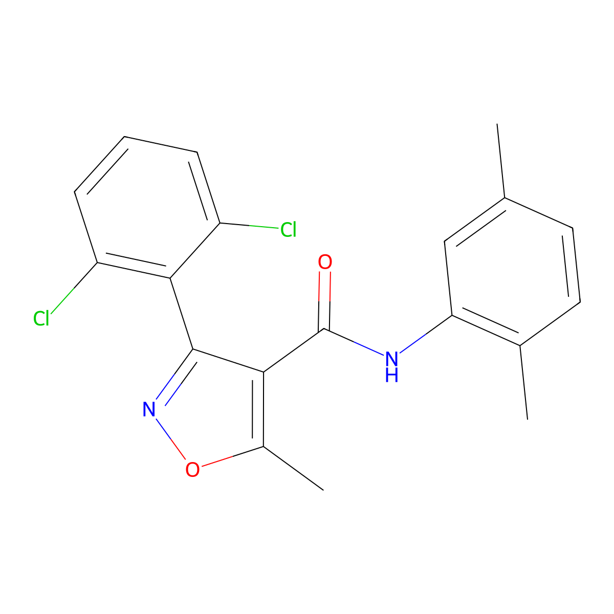 3-(2,6-dichlorophenyl)-N-(2,5-dimethylphenyl)-5-methyl-1,2-oxazole-4-carboxamide molecular structure, CAS 349398-44-3
