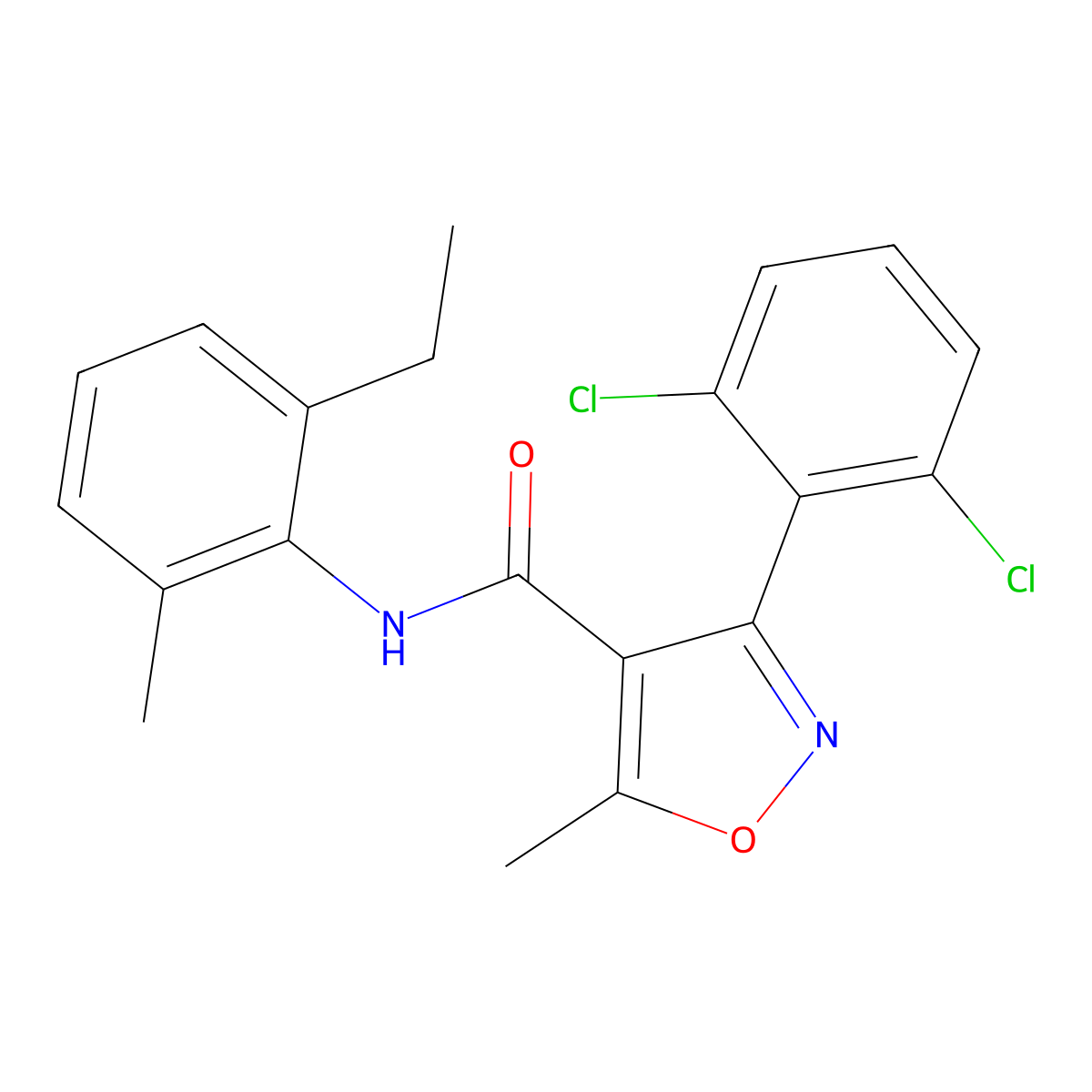 3-(2,6-dichlorophenyl)-N-(2-ethyl-6-methylphenyl)-5-methyl-1,2-oxazole-4-carboxamide molecular structure, CAS 349398-45-4