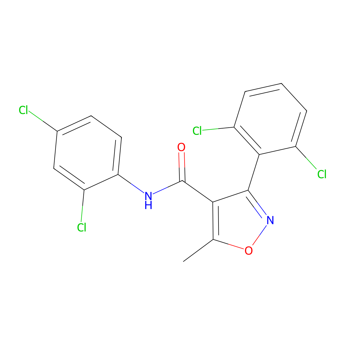N-(2,4-dichlorophenyl)-3-(2,6-dichlorophenyl)-5-methyl-1,2-oxazole-4-carboxamide molecular structure, CAS 349398-46-5