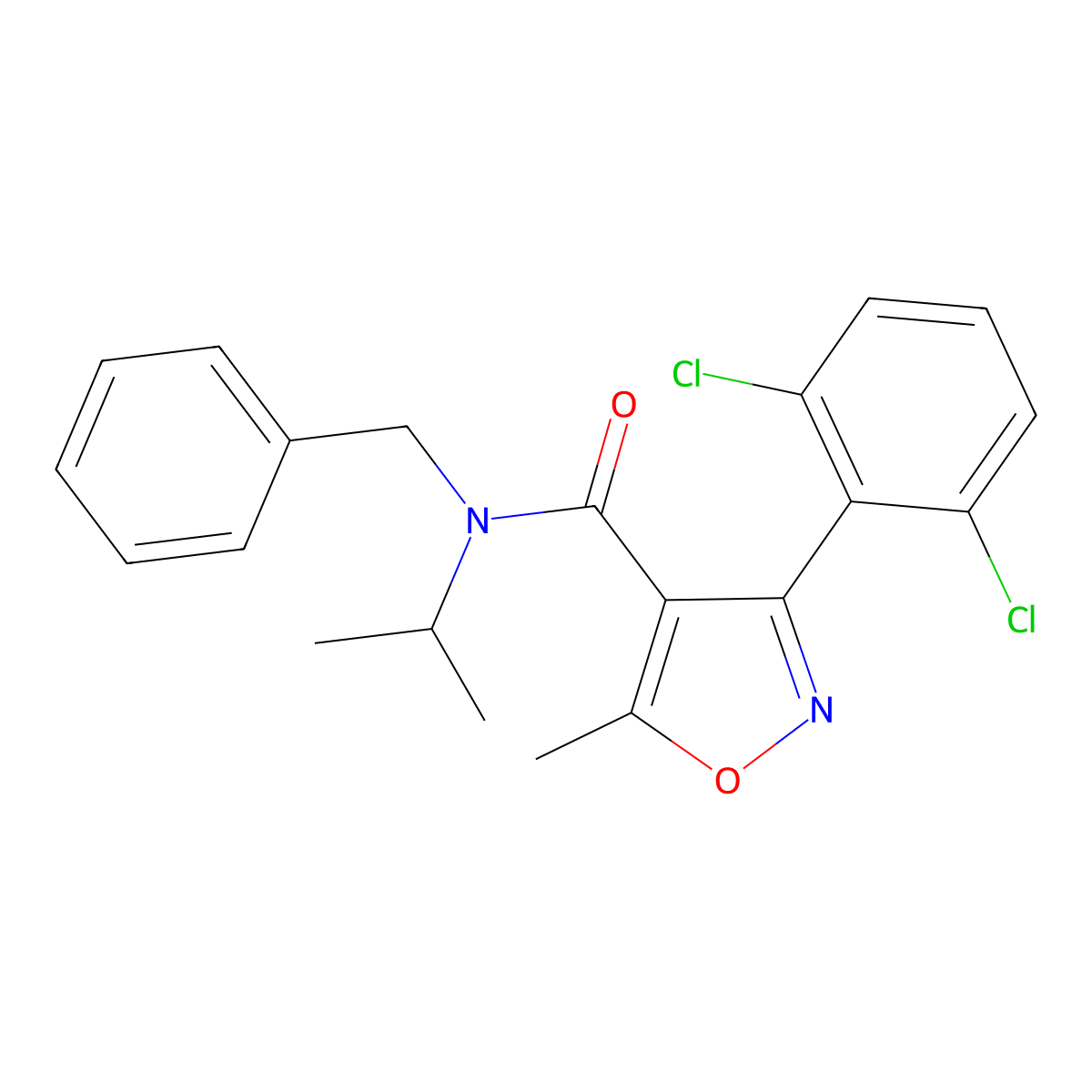 N-benzyl-3-(2,6-dichlorophenyl)-5-methyl-N-propan-2-yl-1,2-oxazole-4-carboxamide molecular structure, CAS 349398-49-8