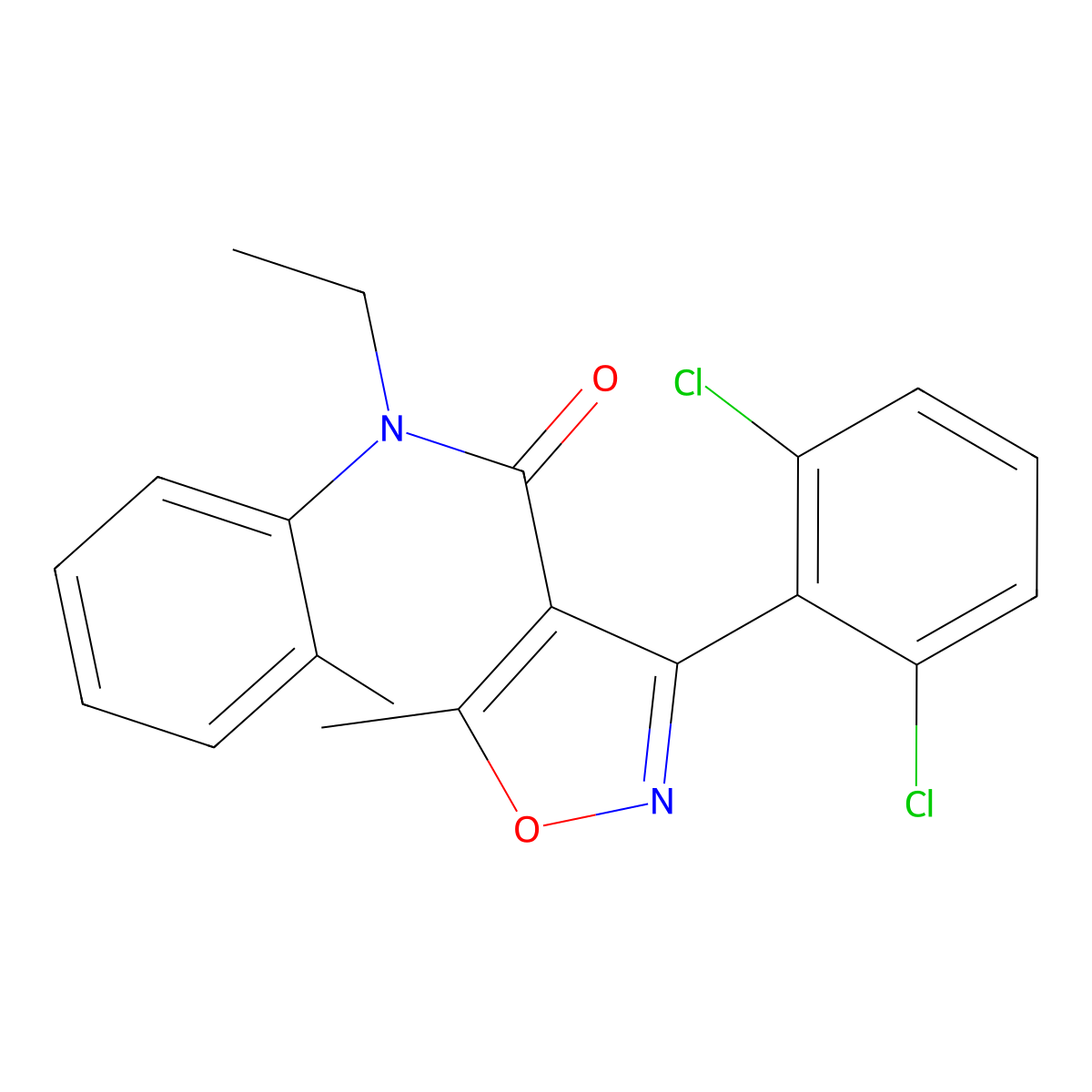 3-(2,6-dichlorophenyl)-N-ethyl-5-methyl-N-(2-methylphenyl)-1,2-oxazole-4-carboxamide molecular structure, CAS 349398-54-5